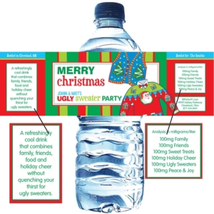 Ugly Sweater Party Water Bottle Label