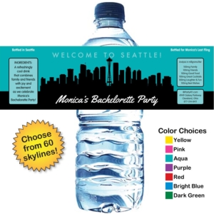 Pick Your Skyline Bachelorette Water Bottle Label