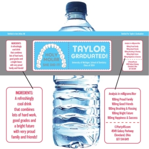 Graduation Dental School Water Bottle Label