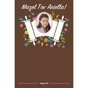 Bat Mitzvah Torah Flowers Sign In Board