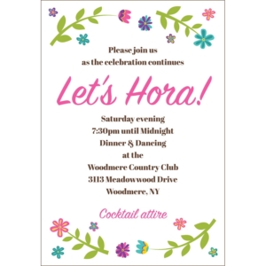 Bat Mitzvah Torah Flowers Reception Cards