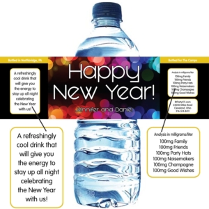 A New Year's Colors Theme Water Bottle Label