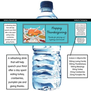 Thanksgiving Potluck Water Bottle Label