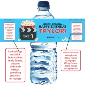 Movie Clapboard Water Bottle Label