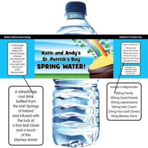 St. Patrick's Day Gold & Rainbow Water Bottle Labels