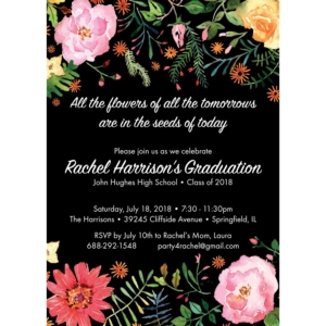 Watercolor Flowers Graduation Invitation