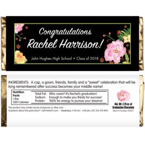 Watercolor Flowers Graduation Candy Bar Wrappers