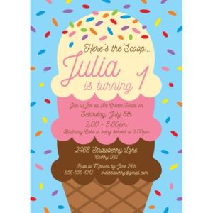 Ice Cream Theme Party Invitation