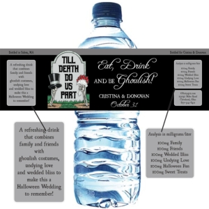 Halloween Tombstone Wedding Water Bottle Label
