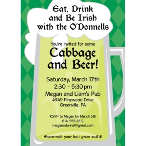 St. Patrick's Day Green Beer Theme Invitation
