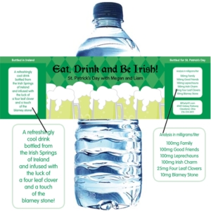St. Patrick's Day Green Beer Theme Water Bottle Labels