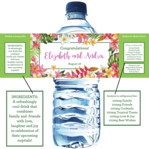 Tropical Flower Water Bottle Label