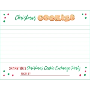 Christmas Cookie Exchange Recipe Card