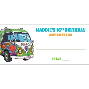 Hippie Bus Theme Seating Card