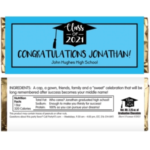 Graduation Cap Blue Theme Candy Bar Wrapper