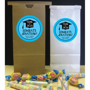 Graduation Cap Blue Theme Party Favor Bag