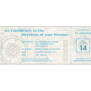 Graduation Travel Boarding Pass Invitation