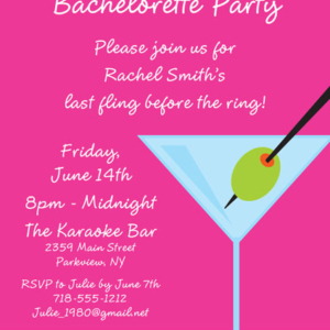 Bachelorette Martini Invitation
