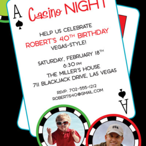 Casino Poker Chips Photo Invitation