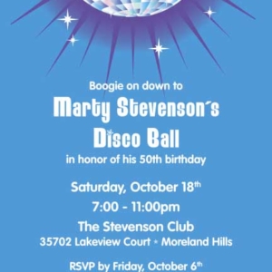 Disco Ball Theme Invitation