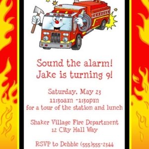 Firefighter Kids Birthday Invitation