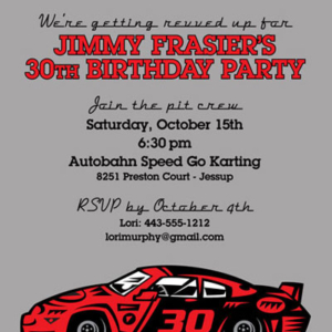 Race Car Party Invitation