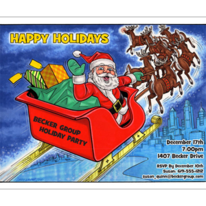 Christmas Caricature Invitation or Holiday Card, Santa