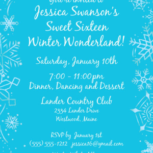 Snow Party Theme Invitation