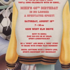 Sports Theme Party Invitation