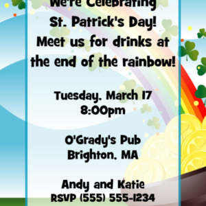 St. Patrick's Day Gold & Rainbow Invitation