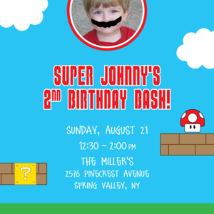 Birthday Super Mario Brothers Invitation
