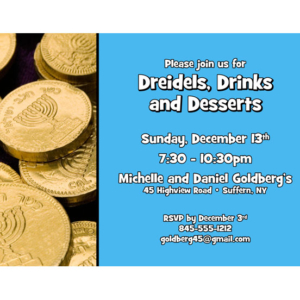 Chanukah Gelt Invitation