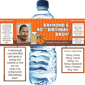 Basketball Celebration Theme Water Bottle Label