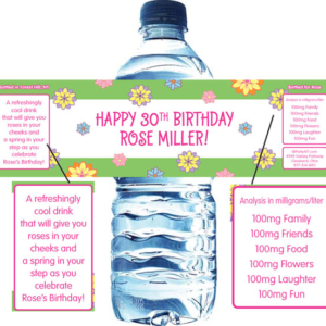 Flower Theme Water Bottle Label