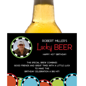 Casino Poker Chips Photo Theme Beer Bottle Label