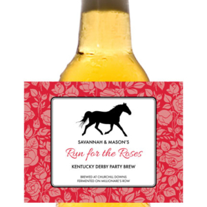 Kentucky Derby Roses Theme Bottle Label, Beer