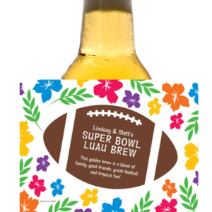 Super Bowl Luau Theme Beer Bottle Label