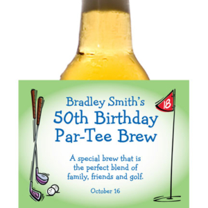 Golf Party Theme Beer Bottle Label