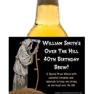 Over The Hill Grim Reaper Theme Beer Bottle Label