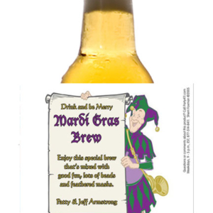 Mardi Gras Jester Theme Beer Bottle Label