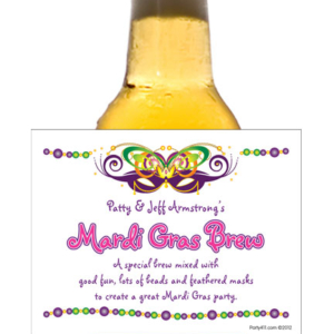 Mardi Gras Ball Theme Bottle Label, Beer