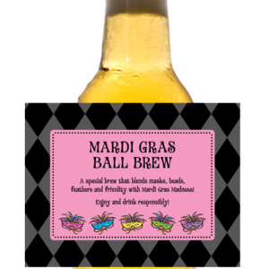 Mardi Gras Masks Theme Beer Bottle Label