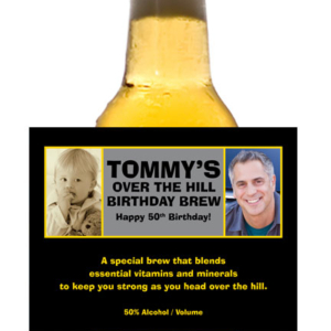 Over The Hill Double Photo Theme Beer Bottle Label