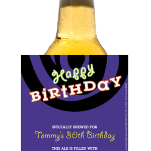 Birthday Swirl Theme Beer Bottle Label