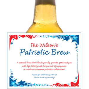 Patriotic Party Theme Beer Bottle Label