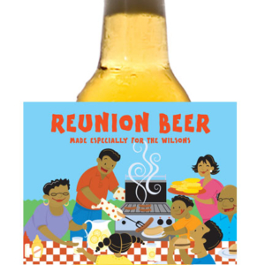 A Family Reunion Theme Beer Bottle Label