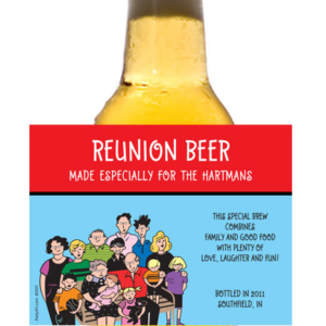 A Reunion Theme Beer Bottle Label