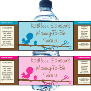 Baby Bird Theme Color Choice Water Bottle Label