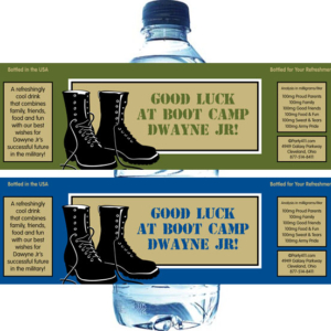 Boot Camp Theme Water Bottle Label