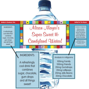 Candyland Theme Water Bottle Label